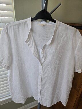 Eileen Fisher Organic Handkerchief Linen Band Collar Shirt